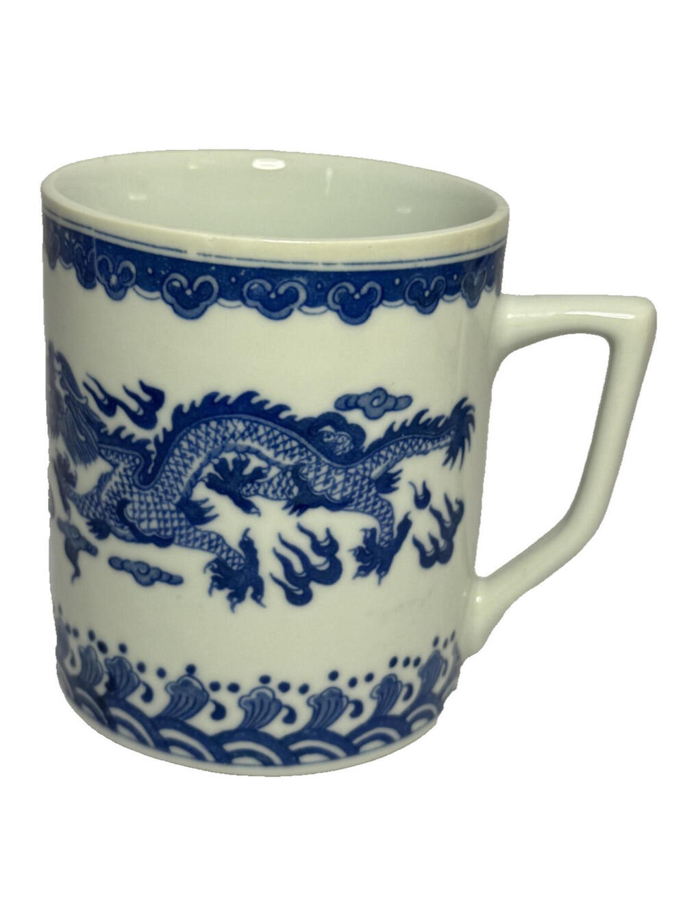 Vintage Dragon Blue & White Chinese Ceramic Coffee Mug
